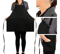 1 pezzo Grembiule nero classico, grembiule nero minimalista multifunzionale, regolabile, 3 tasche capienti, unisex, adatto per cucina, ristorante, cottura, BBQ, industria della ristorazione, abbigliam