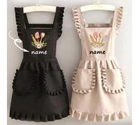 1 pezzo Grembiule personalizzato e alla moda, grembiule personalizzato ed elegante da donna, impermeabile e antimacchia, grembiule con gonna in pizzo, grembiule nero antimacchia, senza maniche, per ca