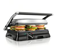 1 pezzo Grill elettrico 4 in 1, macchina multifunzione per la colazione, pressa per panini, tostapane, 2000W, controllo temperatura a manopola, riscaldamento uniforme su doppio lato, apertura 180°, ri