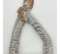 1 pezzo Guanti lunghi con paillettes riflettenti per performance di scena, feste e costume, senza dita, adatti per viaggi e festival Tagli Unicastampa dappertutto,Stampa CasualePoliestere