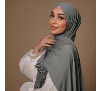 1 pezzo Hijab da donna in viscosa semplice, morbido e delicato sulla pelle, con bordo arrotolato e decorazione a onde, adatto per uso quotidiano e come scialle lungo conservatore, accessorio per Abaya