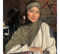 1 pezzo Hijab in jersey di colore unito con strass, sciarpa morbida, sciarpa lunga casual araba, coprire la testa di colore tinta unita, adatto per l'uso quotidiano con abiti Tagli UnicaPoliestere