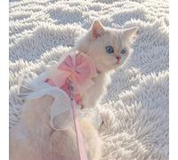 1 pezzo Imbracatura e gilet in poliestere rosa e pizzo per animali domestici + 1 pezzo Cinturino rosa con fibbia per cani e gatti per passeggiare L,M,SBlocchi di coloreNylon,Poliammide