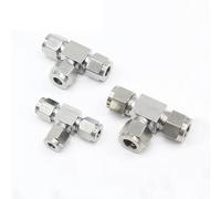 1 pezzo in acciaio inossidabile 304 1/8" 1/4" 3/8" 1/2" 3 mm 4 mm 6 mm 8 mm 10 mm 12 mm 14 mm 16 mm 18 mm Raccordo for tubo a T a doppia ghiera a 3 vie(25mm Tube OD)