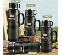 1 pezzo in acciaio inossidabile 316 da 1,7l/2,0l/2,5l, adatto per viaggio e campeggio, capacità super grande da 2,5 litri con isolamento sottovuoto, con manico e cinghia, adatto per bevande calde e fr
