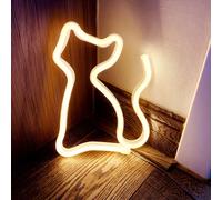 1 pezzo Insegna al neon a forma di gatto 23x18cm (circa) alimentata a USB/batteria, luce al neon rosa a forma di gatto per decorazione da parete in camera da letto, festa di San Valentino, compleanno,