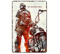 1 Pezzo Insegna in Metallo Stile Sons Of Anarchy, Cartello da Parete in Ferro, Resistente agli Agenti Atmosferici, Fori Preforati per Decorazione Garage e Bar, Design Moto "Let Freedom Ride" (20cm X 3