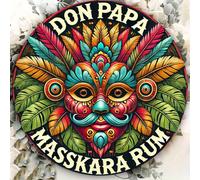 1 pezzo Insegna rotonda in metallo vintage di 8"x8" con il marchio "Don Papa Masskara Rum", arte da parete vintage per ufficio, camera da letto, soggiorno, club, grotta dell'uomo, compleanno, decorazi