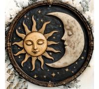 1 pezzo Insegna vintage in metallo con sole e luna, 20,32x20,32 cm, decorazione gotica e wicca per casa, porta, giardino, stanza degli uomini, ottima per il centro di una ghirlanda e come regalo unico