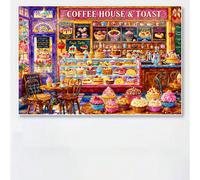 1 pezzo Kit d'arte con diamanti 5D, tema caffetteria e casa dei dolci, pittura con diamanti tondi completi, facile, rilassante e antistress, può essere usato come decorazione da parete, intratteniment