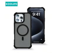 1 pezzo Koolife Custodia protettiva per telefono con ricarica senza fili magnetica, resistente agli urti e alla pelle, con piastra posteriore in PC e pulsanti in metallo, protezione anti-caduta, compa