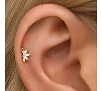 1 pezzo Labret con fiore di loto minuscolo in oro, orecchini a bottone in argento sterling 925 ipoallergenici con fiore, piercing per cartilagine e elica, labret a base piatta, piercing per il naso, a