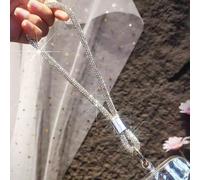 1 pezzo Laccetto da polso con cristalli e strass, decorazione di lusso con strass di alta qualità, laccetto di moda per telefono con cinturino corto, catena antifurto per fotocamera nero,rosa,Viola,co