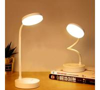 1 pezzo Lampada a pulsante rotonda a LED bianca, lampada da scrivania a LED ricaricabile USB, luce da lettura per la cura degli occhi, 3 livelli di luminosità, modalità di luce bianca/neutra/calda com