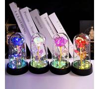 1 pezzo Lampada da comodino a fiore di rosa con luce laser, in guscio in acrilico, lampada decorativa da scrivania, a batteria ricaricabile, decorazione per camera da letto, vetrina, soggiorno, tavolo