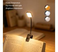 1 pezzo Lampada da lettura a molletta portatile ricaricabile LED mini, luce notturna protettiva per gli occhi adatta per la lettura a letto - 3 temperature di colore regolabili, regolazione della lumi