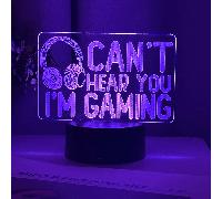1 pezzo Lampada da scrivania a 7 colori a forma di lettere 3D "GAME OVER" e "CAN'T HEAR YOU I'M GAMING" con funzione touch e luce di atmosfera per gaming Tagli UnicaPC