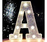 1 pezzo Lampada da scrivania Lettera 21/16cm, Lampada da tavolo per la decorazione con lettere luccicanti di paillettes, regalo a sorpresa per amici, sorelle, fidanzati, genitori, ragazze, lampada da 