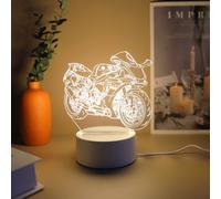 1 pezzo Lampada decorativa a forma di motocicletta con luce calda 3D, illuminazione da comodino, ottimo regalo per il fidanzato e per il compleanno Tagli UnicaABS