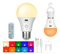 1 pezzo Lampadina ricaricabile con telecomando, RGB 7 colori di temperatura, luce da campeggio a LED portatile da appendere adatta per campeggio, escursionismo, pesca, emergenza uragano Tipo APoliclor