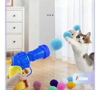 1 pezzo Lanciatore di palline con pompon a forma di gatto, colore casuale, giocattolo interattivo per gatti che si lancia da solo, con immagine del prodotto che mostra il metodo d'uso, consumabile ATT