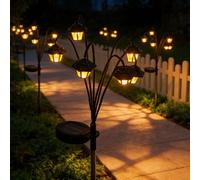 1 pezzo - Lanterna a 6 LED, lanterna vintage a energia solare per esterni, decorazione paesaggistica da giardino, sfondo per feste e vacanze, luce decorativa da esterno in stile palazzo cinese IP65 AB