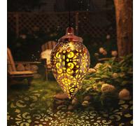 1 pezzo Lanterna a goccia in ferro alimentata a energia solare - Durevole e impermeabile, crea una bellissima atmosfera per il tuo giardino di notte - Illuminazione da esterno a risparmio energetico T