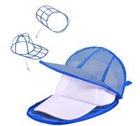 [1 Pezzo] Lavaggio Cappello da Baseball, Rondella Supporto Pieghevole con Tasca in Rete con Cerniera, Evitare la Deformazione, Adatto al Lavaggio in Lavatrice e Lavastoviglie, Blu