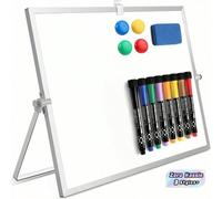 1 pezzo Lavagna bianca magnetica bifacciale da 16" x 12", include 8 pennarelli, 4 magneti, 1 cancellino e supporto. Ideale per disegnare, prendere appunti, liste delle cose da fare e decorazione della