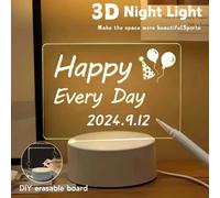 1 pezzo Lavagna luminosa a LED 3D con luce calda, alimentata tramite USB, con penna cancellabile, compagno notturno per la camera da letto, luce decorativa per l'atmosfera, lavagna luminosa, regalo pe