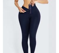 1 pezzo Leggings da yoga con cintura con gancio, vita molto alta, per allenamento, basic, con bottone, cropped L,M,S,XLBlocchi di colore,Geometrico,Lettere,Colore unico,A strisceTessuto in maglia