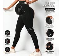 1 pezzo Leggings premaman in vita alta, perfetti per il pancione, tessuto senza cuciture e elastico con supporto addominale, adatti per tutte le fasi della gravidanza - abbigliamento da relax, yoga, c