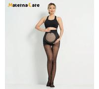 1 pezzo Leggings premaman neri a pois, design trasparente a forma di cuore sulla pancia, calze velate alla moda e sexy, adatte per donne in gravidanza nei primi, medi e ultimi stadi per la vita quotid
