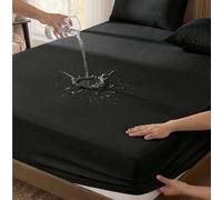 1 pezzo Lenzuolo con angoli 100% impermeabile in TPU, colore nero, protettore per materasso, morbido e traspirante, adatto per letti singoli, matrimoniali, queen e king size - con tasca fino a 30 cm d