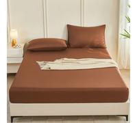 1 pezzo Lenzuolo con angoli di colore marrone caffè, protettore per materasso, coprimaterasso per letto, lenzuolo, morbido e traspirante, adatto a letti di tutte le misure - singolo, matrimoniale, kin