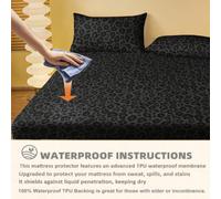1 pezzo Lenzuolo con angoli in TPU 100% impermeabile con stampa leopardata nera, protezione per materasso resistente alle macchie, coprimaterasso, lenzuolo con angoli, morbido e traspirante, -Singolo,
