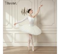 1 pezzo Leotard da balletto del Lago dei Cigni per donna, patchwork di paillettes e rete, design asimmetrico, manica singola con anello per il dito, ideale come regalo per recital/feste L,M,S,XL,XS,XX