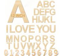 1 pezzo Lettere e numeri in legno da 12 pollici, grandi forme di lettere e numeri in legno grezzo e non finito, grandi lettere dell'alfabeto e numeri in legno per fai-da-te, decorazioni per pareti, pi