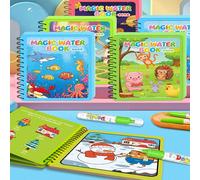1 pezzo Libri magici ad acqua, libri di immagini magiche riutilizzabili con penne colorate casuali, progetti artistici, libri colorati per attività, design interattivo, pagine durevoli, materiale riut