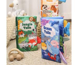 1 pezzo Libro con coda strappabile per bebè, libro di stoffa da prima infanzia lavabile 3D con temi multipli, con carta stropicciabile e suoni BIBI, adatto per attività di ascolto e visione per la pri