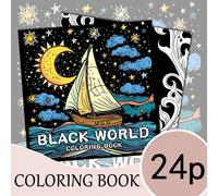 1 pezzo Libro da colorare per adulti con tema mondiale nero, motivi creativi e linee nitide, ideale come regalo per compleanni, Pasqua, Festa del Papà e altre occasioni festive, 20x20cm, 24 pagine, st