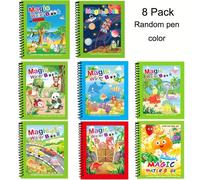 1 pezzo Libro da disegno magico riutilizzabile con penna, libro di attività, penna di colore casuale Mondo sottomarino,Mondo dei dinosauri,Universo meraviglioso,Mondo animale,Principessa + Animali,Pri