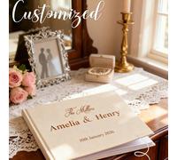 1 pezzo Libro degli ospiti personalizzato per matrimonio - Elegante con 100 pagine bianche per firme e foto, adatto per matrimoni, feste ed eventi speciali, Forever Love Wedding Glam Stile lino 1,Stil