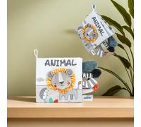 1 pezzo Libro di stoffa bianco e nero per neonati e bambini piccoli, libro stimolante per l'apprendimento cognitivo con coda in peluche, carta stropicciabile resistente, libro regalo per la prima infa