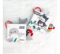 1 pezzo Libro in stoffa bianco e nero con animali, libro morbido in stoffa imbottito in spugna per bambini, libro per bambini 0-6 mesi, libro morbido in stoffa 3D ad alto contrasto bianco e nero, lava