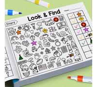 1 pezzo Libro interattivo per bambini piccoli con attività di colorazione e caccia al tesoro, include immagini nascoste, esercizi di scrittura a mano e pagine per trovare le differenze, migliora la me