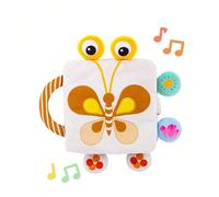 1 pezzo Libro morbido in tessuto plush con farfalla colorata per neonati, con manico per il trasporto, campanellino appeso, giocattolo educativo sensoriale, ogni pagina con carta stropicciata per stim