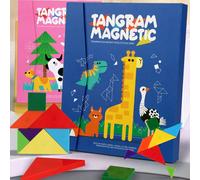 1 pezzo Libro puzzle magnetico Tangram, giocattolo Montessori, adatto per bambini piccoli, bambini, neonati, giocattoli magnetici, giochi magnetici per bambini, attività di apprendimento prescolastico