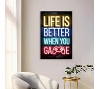 1 pezzo Life is Better When You Play Games Wall Art per soggiorno e camera da letto, 30 x 45/30,5 x 45,7 cm, senza cornice