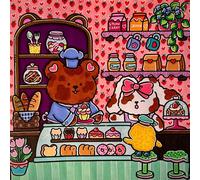 1 pezzo LITTLE FUZZY Libro da colorare per adulti per rilassamento e decompressione, con motivi confortevoli, linee chiare, animali soffici che fanno skateboard sotto la pioggia, invita gli amici a ri